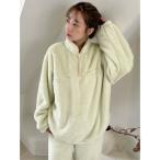 パジャマ ルームウェア ボアフリースハーフジップトップス レディース