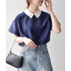 「SHIPS any」 半袖ブラウス ONE SIZE ネイビー レディース