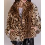 コート アウター ヒョウ柄 フェイクファー コート レディース