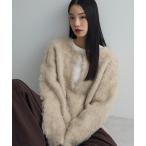 ニット セーター 前後2wayキーネックシャギーニット レディース