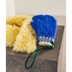 手袋 ストラップ付きシャギーミトン レディース