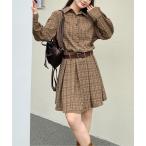 シャツワンピース クラシカルチェック柄シャツミニワンピース