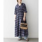 「SHIPS any」 半袖ワンピース ONE SIZE ネイビー レディース