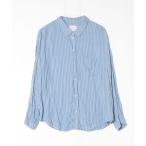 ショッピングアメリカンイーグル 「American Eagle」 ストライプ柄長袖シャツ L ブルー メンズ