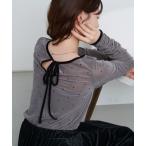 tシャツ 「WEB先行/前後2WAY」ドットベロアリボンプルオーバー レディース