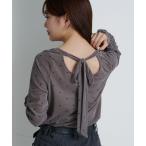 ショッピングリボン tシャツ 「WEB先行/前後2WAY」ドットベロアボウタイプルオーバー レディース