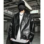 革ジャン ライダース Synthetic Leather OverSize Double Rider's Jacket メンズ