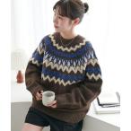 ニット セーター 「暖かおしゃれ見え/ユニセックス」求心柄オーバーニット レディース メンズ