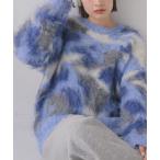 ショッピング柄 ニット セーター ニュアンス柄起毛NT レディース