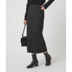 スカート キチントボトムス ドット ジャガード Iライン スリム タイト スカート ウォッシャブル ストレッチ