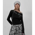 tシャツ 「MADE」 レタリングアンバランス長袖Tシャツ レディース