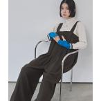 サロペット オーバーオール ウール混 ワイドサロペット レディース