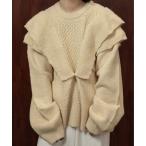 ニット セーター rib frill volume sleeve cable knit / リブフリルボリュームスリーブケーブルニット レディース