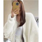 ニット セーター 毛足が長めで優しい触り心地、シャギーロングニットガーディガン レディース