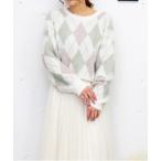 ショッピングアーガイル ニット セーター シャギーアーガイルニット レディース