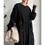 ワンピース 「WEB限定」ウエストドロストドッキングワンピース