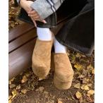 スリッポン 厚底ムートンスリッポン レディース