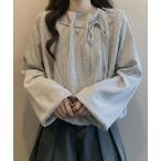 ブラウス シャツ ストライプオフショルダートップス レディース