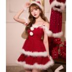 コスプレ サイドリボンストーンフリルサンタコスプレ「コスプレ4点セット」