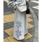 パンツ 「HELLO.SANFRANCISCO/ハローサンフランシスコ」フラワーカットスウェットワイドパンツ レディース