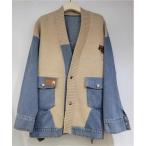 カーディガン パッチワークデニム