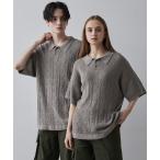 [CLEL] короткий рукав вязаный L grayish бежевый мужской 