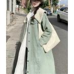 ムートンコート ボアコート もこもこボアデニムロングコート レディース