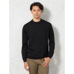 ショッピングレンガ セーター ニット 「ウール100%」梳毛 モックネックセーター 無地 リッケンバッカーブラック メンズ