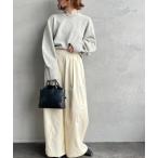 パンツ 「mizuiro ind/ミズイロインド」 コーデュロイ タック ワイドパンツ レディース