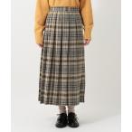 スカート チェックワイドプリーツスカート