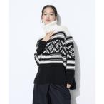 ニット セーター ジャカード編み スヌード付きニットプルオーバー レディース