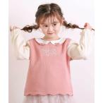 ショッピング裏起毛 トレーナー  「裏起毛」ハートチェリーイチゴ刺しゅう襟付き袖切り替え裾スカラップトレーナー(80~130cm) キッズ 子供服 女の子