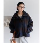 コート アウター 「シルエットアレンジ可能」チェックシャギーショートコート レディース