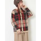 カーディガン シャギーチェック柄カーディガン レディース
