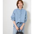 ブラウス シャツ 「追加2」「25AW新作」スタンドネックデニムフリルブラウス レディース