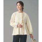 ショッピングフリル ジャケット ノーカラージャケット SPONGY フリル ペプラム ジャケット レディース