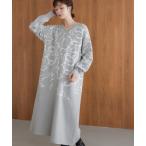 ショッピング柄 ワンピース 袋ジャガード柄マキシワンピース