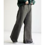 チノパン 着ぶくれしない微起毛ワイドパンツ レディース