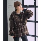 ショッピングレンガ ブラウス シャツ フード付き チェックシャツ チュニック レディース