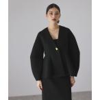 カーディガン エッグブローチ付きペプラムカーディガン レディース