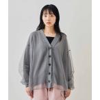 カーディガン ＭＥＤＥ１９Ｆ　チュールレイヤードコットンニットカーディガン「グレー」 レディース