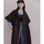 トレンチコート コート ハーフスリーブチェックトレンチコート レディース