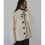 コート アウター レザーパイピングボアジャケット レディース