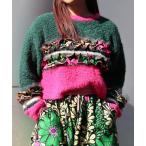 ショッピング花柄 ニット セーター 「moyan ecri」マルチボーダーフリルニットプルオーバー MULTI BORDER FRILL KNIT PULLOVER レ