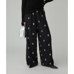 パンツ 花刺繍イージーパンツ レディース