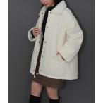 ブルゾン アウター 中綿キルト×ボア ミドル丈キルティングジャケット コート 体型カバー レディース