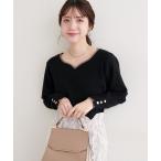 ニット セーター ハートネック配色ニットプルオーバー レディース