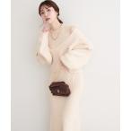 ワンピース 前後２WAYクロスリボンニット×ワンピースSET