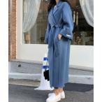 コート チェスターコート ウール調ベルト付きロングコート レディース