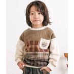 ショッピングSlip トレーナー  「裏起毛」胸ポケット付きチェック切り替えトレーナー(80~130cm) キッズ 子供服 男の子 女の子